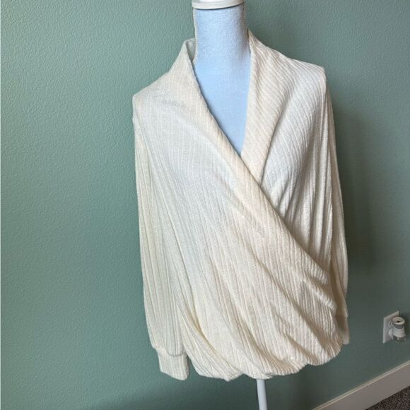 Maeve Anthropologie Ivory Neutral Knit Wrap Sweater Size Small Very Soft - Picture 1 of 5